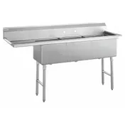 Hubert 29N-057 Kratos 3 Compartment Sink, 76"W X 22"D X 44.75"H, 16 Ga, Bowl 1 image