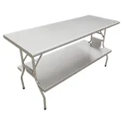 Omcan USA 41237 Folding Table - 72"W x 30"D Stainless Steel Top, Undershelf, 4-Person Capacity 1 image