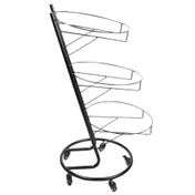 Omcan USA 44294 Tiered Display Stand 3-4 Tier Angled Black Metal Height 31"-48" Casters With Brakes 1 image