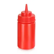 Omcan USA 48104 Condiment Squeeze Bottle, 12 oz Wide-Mouth Red Plastic, BPA-Free, Single Tip 1 image