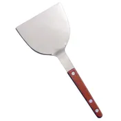 Omcan USA 80017 Teppanyaki Turner - 4" Blade x 3" Width, Solid Stainless Steel Blade, Wooden Handle 1 image