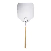 Omcan USA 80250 Pizza Peel - 12" x 14" Aluminum Blade, 36" Wooden Handle, 30"-39" Length, Tool 1 image