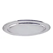 Omcan USA 80806 Metal Serving Tray - Oval Stainless Steel Platter, 13 5/8" x 9 1/2" Dimensions 1 image