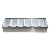 Omcan USA 80867 Condiment Bar Holder - 6-Compartment Steel Base with Clear Cover, Organizer 1 image