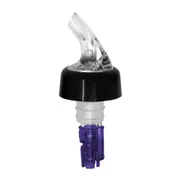 Omcan USA 80882 1-1/8 oz Plastic Liquor Pourer with Collar, Clear Spout, Purple Tail, 12/Pack 1 image