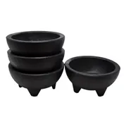 Omcan USA 80951 - 10 oz. Black Molcajete Salsa Bowl, 5.1" Dia x 2.8" H, Polypropylene 1 image