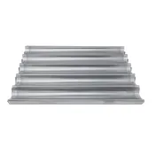 Omcan USA 81115 Baguette Pan, 5 x 26" x 3" Compartments, 18" x 26" x 1-1/5" OA, Glazed Aluminum 1 image