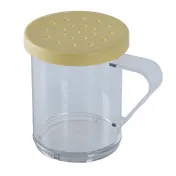 Omcan USA 81166 Dredge Shaker, 10-Oz Yellow-Lid Polycarbonate, Top With 4 Mm Holes, Handle Included 1 image