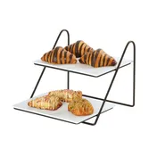 Cal-Mil 25202-1012-13 Tiered Display Stand, Rectangular, Two-Tier, Black Wire Frame 1 image