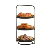Cal-Mil 25204-10-13 Logan Plate Display Stand, 11.75" Round, 3-Tier, Wire Frame, Black 1 image