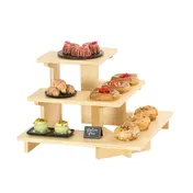Cal-Mil 25229-93 Logan Corner Shelf, 23" x 23" x 15.25" Angled Three-Tier Birch Wood Stand, Natural 1 image