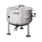 Cleveland KDL40SH 40 Gallon Floor Stationary Full Steam Jacketed Direct Steam Kettle w/ Tri-Leg Base 1 image