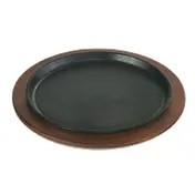 Lodge U7RP - 11" Round Walnut Stain Wood Underliner for Fajita Skillets, Hand Wash Only, Made in USA 1 image