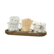 Cal-Mil 23430-136 Countertop Condiment Caddy, 6" x 17" x 4.5" H, 3-Jar, Wood, Chocolate Brown 2 image
