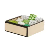 Cal-Mil 25211-93 12"x12"x4.75" Square Wood Condiment Organizer, 9 Sections, Natural 1 image