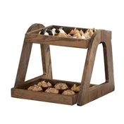 Cal-Mil 27002-136 Tiered Display Stand 15" x 16" x 13" Chocolate Brown Wood Two-Tier Tabletop Stand 1 image