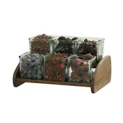 Cal-Mil 27015-6-136 2-Tier Jar Organizer, 6-Jar, 9.5" x 13.5" x 7.5" H, Chocolate Brown 1 image