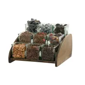 Cal-Mil 27015-9-136 3-Tier Wood Condiment Organizer, 14" x 13.5" x 9" H, Brown, 9-Jar 1 image