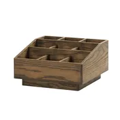 Cal-Mil 27021-136 Melrose 9-Section Wood Condiment Organizer, 12.25" x 12.25" x 6.5" Chocolate Brown 2 image