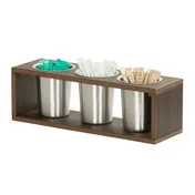 Cal-Mil 28603-3-140 Vista Cylinder Display Utensil Holder, 17" x 5.5" x 5.5"H HDPE, Mocha, 3-Compartment Flatware Organizer 1 image