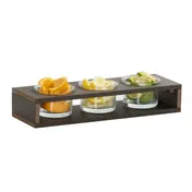 Cal-Mil 28604-4-140 Countertop Condiment Organizer, Brown 3-Section 16.12"x5.5"x2", Holds 3x16oz Jars 1 image