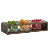 Cal-Mil 28604-5-140 3-Section Condiment Caddy, 32oz, 19.25" x 6.38" x 2.88" HDPE, Mocha Brown 1 image