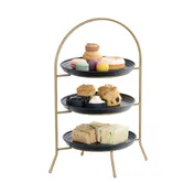 Cal-Mil 977-10-90 Tiered Display Stand - 3-Tier Round, 11.75" x 11.75" x 20" Matte Gold Metal Base 1 image