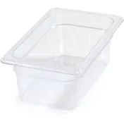 Carlisle 3068107 Food Pan, 1/4 Size 2.8 Qt Clear Polycarbonate, 10-1/4" x 6-19/50" x 4" Deep 1 image