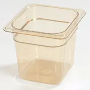 Carlisle 3088513 StorPlus Hot Food Pan, 1/6 Size, 2.5 Qt, 6" Deep, Amber Sulfone, BPA-Free 1 image