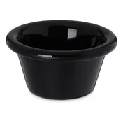 Carlisle 4312203 Plastic Ramekin, 2 oz (2-9/11" Dia.), SAN Black, BPA-Free, Dishwasher Safe, Stackable 1 image