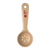 Carlisle 436206 2 Oz Perforated Spoon, 7-1/8" Beige Plastic Handle, BPA-Free, NSF 2 image
