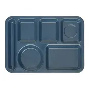 Carlisle 4398035 Left-Handed 6-Compartment Tray, 14" x 10", Blue Melamine, NSF, Resistant 2 image