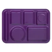 Carlisle 4398087 Left-Handed 6-Comp Rectangular Tray, 14" x 10", Purple Melamine, Dishwasher Safe 2 image