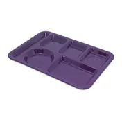 Carlisle 4398087 Left-Handed 6-Comp Rectangular Tray, 14" x 10", Purple Melamine, Dishwasher Safe 1 image