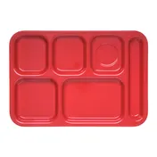 Carlisle 4398805 - 6-Compartment Melamine Tray, 14.5" x 10", Red, Right-Handed, NSF, Dishwasher Safe 2 image