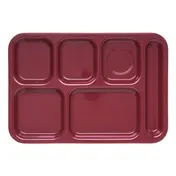 Carlisle 4398885 6-Compartment Tray, 14-1/2" x 10", Cranberry Melamine, NSF, Dishwasher Safe 2 image