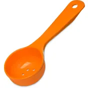 Carlisle 496324 Measure Miser Portion Spoon - 2.5 Oz, Perforated Plastic, Orange Short Handle 1 image