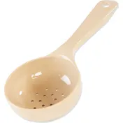 Carlisle 496606 Measure Miser Portion Spoon - 5 Oz, Perforated Plastic, Beige Short Handle 1 image