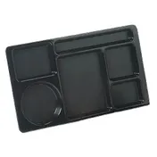 Carlisle 61503 6-Compartment Omni-Directional Rectangular Tray, 15" x 8-3/4", Black ABS, NSF-Approved 1 image