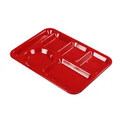 Carlisle P61405 Left-Handed 6-Compartment Tray, 13-7/8" L x 10" W, Red Polypropylene, Stain Resistant 2 image