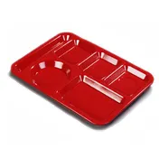 Carlisle P61405 Left-Handed 6-Compartment Tray, 13-7/8" L x 10" W, Red Polypropylene, Stain Resistant 1 image