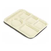 Carlisle P61425 - Tan Rectangular 6-Comp Tray, 13-7/8" L x 10" W, Polypropylene, Dishwasher Safe 1 image