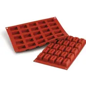 Louis Tellier SF092 Savarin Mold 1-5/8" x 7/8" x 3/4" H, 100% Silicone, Red, Uncoated 1 image