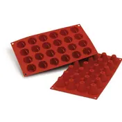 Louis Tellier SF095 Savarin Mold, 1-3/8" Diameter x 1-1/8" Height Cone, Red Silicone Uncoated 1 image