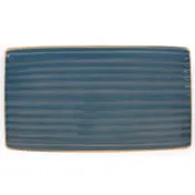 Ariane Porcelain AARARNA87011002 - 14 1/6" x 7 7/8" Reactive Sapphire Porcelain Rectangle Platter, 6/Case 1 image