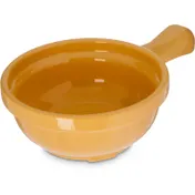 Carlisle 700622 Handled Soup Bowl, 8-Oz, 4" Diameter, Stackable, SAN/Polycarbonate, Yellow, BPA-Free 1 image