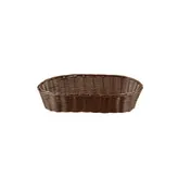 Concasse MCCETA090403C Oval Woven Plastic Serving Basket, 9" x 4-1/2" D x 3-1/4" H, Brown Food Tray 1 image