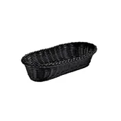 Concasse MCCETA090403N Oval Woven Plastic Basket, 9" x 4-1/2" x 3-1/4" Black, Restaurant Servingware 1 image