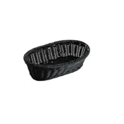 Concasse MCCETO090603N Oval Woven Plastic Serving Basket, 9"W x 6-1/4"D x 3-1/4"H, Black 1 image