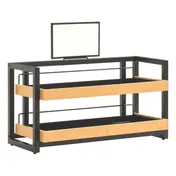 Hubert 79191 Display Stand, 30" x 13" x 24" Black Steel Frame with Maple MDF Shelves - 1/Each 1 image